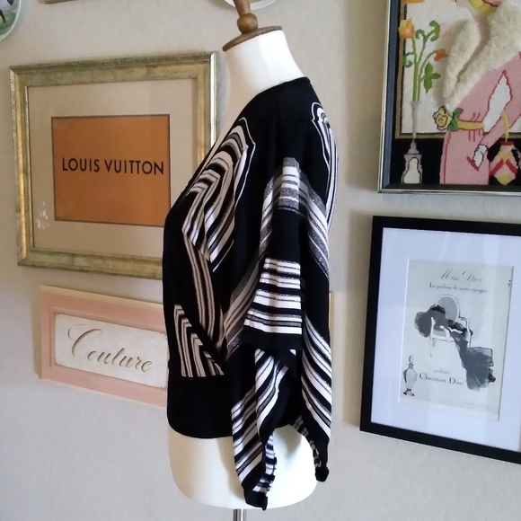 Bebe 90's Black and Silver Silk Bat Wing Sweater - Picture 2 of 5